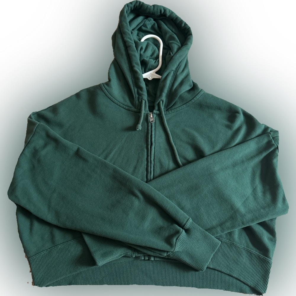 Dark Green Hollister Cropped Zipup